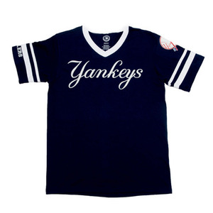 DEALERS NY YANKEYS AT ONCE V-Neck Jersey Shirt Applique Print 