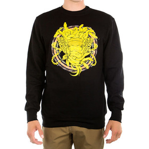 CROOKS &amp; CASTLES Knit Crew Sweatshirt - Mountaineer Medusa (Black) 
