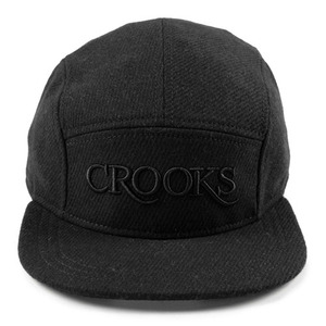 CROOKS &amp; CASTLES Woven 5-Panel Cap - Serif Crooks Tweed (Black) 