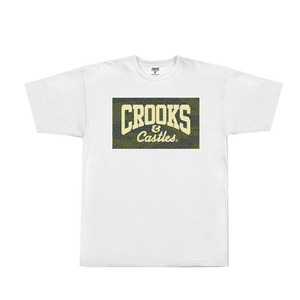 CROOKS &amp; CASTLES Men&#039;s Knit Crew T-Shirt - Tiger Speckle Logo (White)