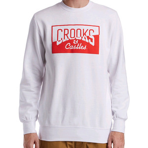CROOKS &amp; CASTLES Mens Knit Crew Sweatshirt - Chopper (White)