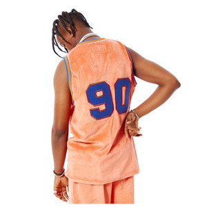 FNTY Velvet Basketball Jersey Tank Top Orange